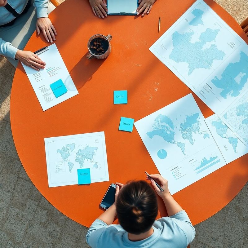 Radionica strateškog savjetovanja s ispisanim mapama i post-it bilješkama